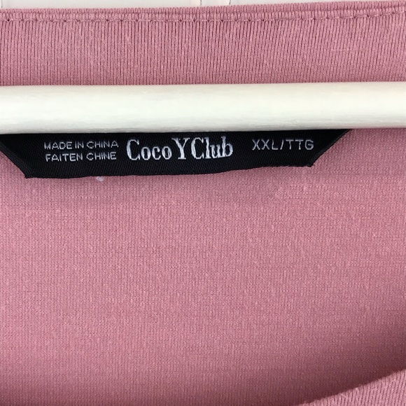 Coco Y Club Light Dusty Pink Tunic Top XXL, Scoop Neck, Cute Sleeves - Picture 4 of 9